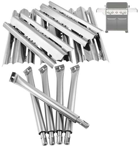BBQration Edelstahl-Ersatz-Set für Broil King 9635-84, 5er-Pack, 38,1 cm Heizplatten Schild und 38,1 cm Rohr-in-Rohrbrenner, Ersatz für Broil King Baron 9615-54, 9235-27 und mehr