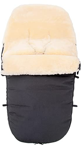 Merauno® Saco de Abrigo para bebé de Piel de Cordero, para Cochecito, Saco de Abrigo para Cochecito, Resistente al Viento y al Agua, con Cremallera Completa, curtida médicamente 90 x 50 cm (Negro)