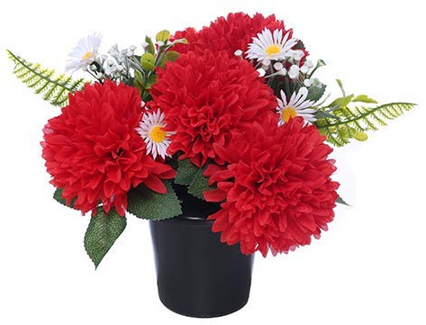 Künstliche Chrysanthemen/Mutter und Gänseblümchen, 25 cm, Rot / Weiß