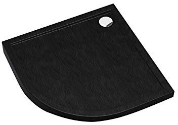 Sellon 24 platos de ducha cuadrados de piedra negra con efecto piedra negra (80 x 80 x 4,5 R55)