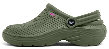 Hey Medical Uniforms Women’s Lightweight Slip‑On Nursing Clogs – Olive EVA Support Shoes for Work & Garden – Size 8