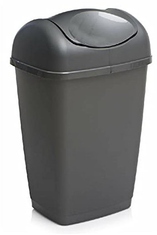Easy Shopping® 50L Swing Top Bin Plastic Waster Paper Rubbish Recycle Bin Home Office Kitchen Room (Grey/Silver)
