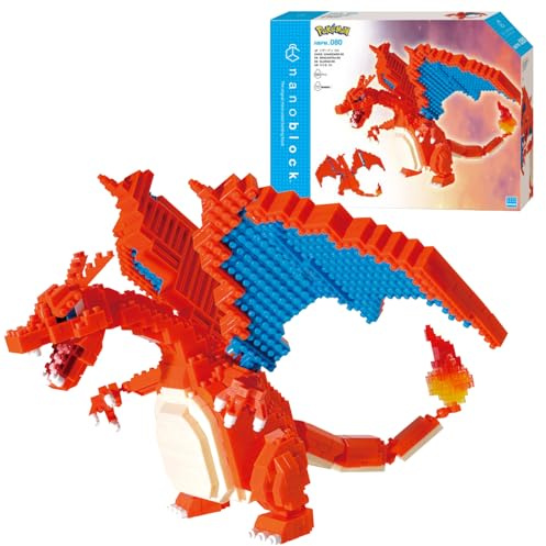 Bandai Nanoblock - Pokémon Charizard Mini-Figur - 860 Bausteine Konstruktionsspielzeug - Baukit für Kinder ab 12 Jahren, Jugendliche und Erwachsene - NBPM80