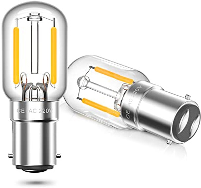 DoRight 2W LED Night Light, T22 B15 Small Bayonet Bulb 15W Equivalent Incandescent, Warm White 2700K LED Bulb for Wall Lamp Bedside Light,Non-Dimmable (2 Pack) | Sewing Machine Bulb - 15W Equivalent Incandescent, Warm White 2700K LED Bulb for Wall Lamp Bedside Light,Non-Dimmable