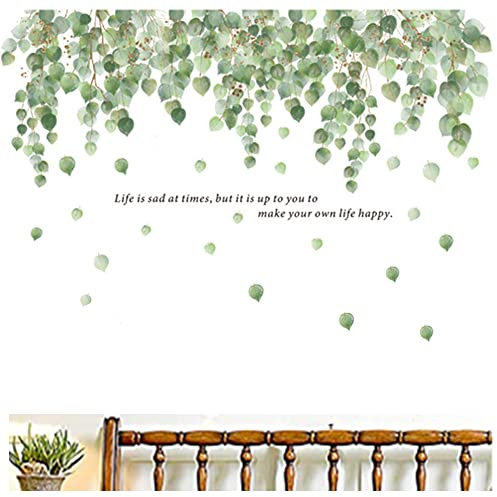 Wandtattoo Hängende Rebe Wandaufkleber, Abnehmbare Grüne Eukalyptus Blätter Wandsticker Aufkleber,Grüne Pflanze Wandaufkleber, Für Kinderzimmer Haus Wohnzimmer Schlafzimme Dekoration