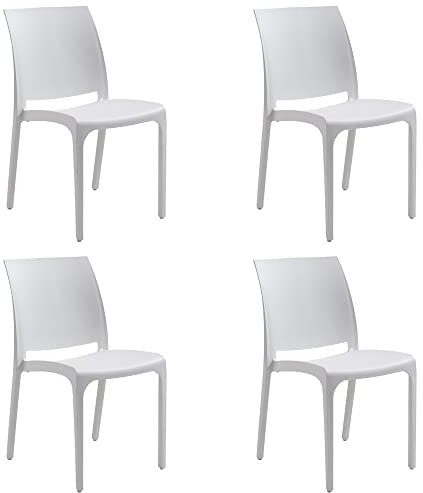 Totò Piccinni Sedia VOLGA in polipropilene design impilabile per esterno Made in Italy (4, Bianco)