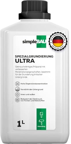 simpleBAU Grundierung 1L Innen Außen Beton Gips Putz Lösemittelfrei