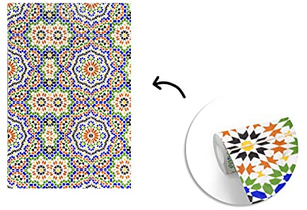 MuchoWow Papier peint Une vue de dessus de la mosaïque marocaine Papier peint photo 150x220 cm Papier peint imprimé