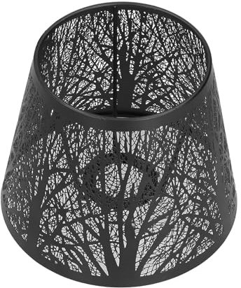 cyrank Lampenschirme für Tischlampe, kleine E27-Lampenschirme, aushöhlen, Baum-Lampenschirm, Metall-Lichtschirm für Stehleuchte, Schlafzimmerdekoration(Schwarz)