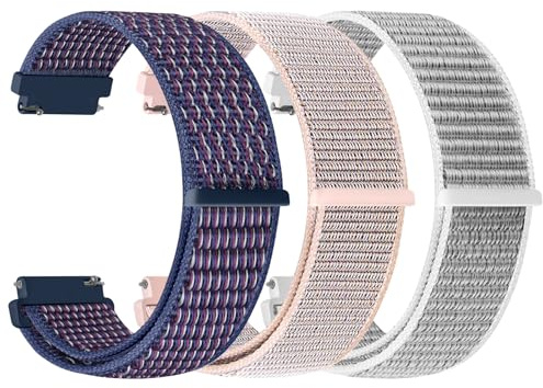 YCHDDER 20mm Nylon Armband für Garmin Forerunner 55/158/165/245/645/570 42mm/Vivoactive 6/5/3/Garmin Venu/Venu 2 Plus/Venu Sq/Venu Sq 2/Venu Sq 2 Music/Amazfit Active 2/Active/Polar Ignite 3/lgnite 2