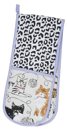 Ulster Weavers - Feisty Cats Double Oven Gloves (88 x 18cm) - 100% Cotton - Cat & Leopard Print Oven Gloves Heat Resistant - Washable - Leopard Oven Gloves - Cat Kitchen Accessories - Cat Lovers Gifts