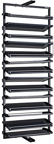 360° Rotierendes Schuhregal Schwarz Metall Ausziehbar Closet Organizer Schuhregale Schmal Hoch für Schrank, vertikaler Regal-Organizer für kleinen Schlafzimmerschrank, platzsparende Aufbewahrung ( Siz