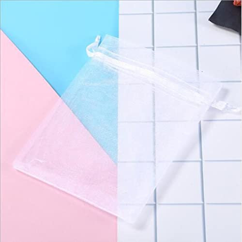 ORGEFY Organza-Beutel mit Kordelzug, 10 x 15 cm, 10 x 15 cm, weiß, 5 x 7 cm, 10 x 10 cm, 100 Stück/Packung