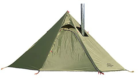 Vilemoon Tipi Heißzelt mit feuerhemmendem Ofenheber für Rauchrohre, 2 ~ 3 Personen, leicht, Tipi-Zelte für Familienteam, Outdoor, Rucksackreisen, Camping, Wandern (grün)