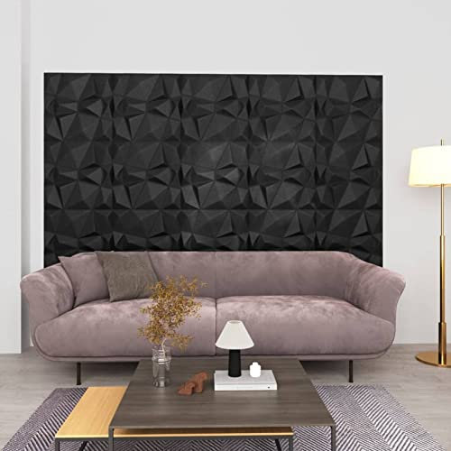 ZEYUAN 3D-Wandpaneele 48 STK, Deckenpaneele, Wall Panel, Wandverkleidung, Wandgestaltung, Wanddeko, Dekorative Wandpaneele, 50x50 cm Diamant Schwarz 12 m²