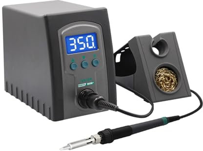 QUICK 969B+ digitale LED Industrie-Handlötstation 70W ESD Schutz 100°-480°C regelbar, geringe Aufheiz-Zeit (39s auf 350°C), 3 Fest-Temperatur-Speicher, kalibrierbar & Ablageständer & Lötspitze