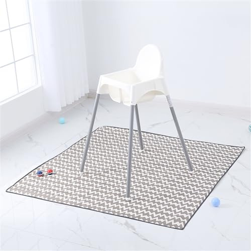 Treer Tapis Chaise Haute Bébé Tapis Anti-éclaboussures Tapis de Sol pour Chaise Haute Imperméable et Antidérapant 130cm Splash Tapis Portable, pour Protéger Votre Plancher (Chevron Gris)