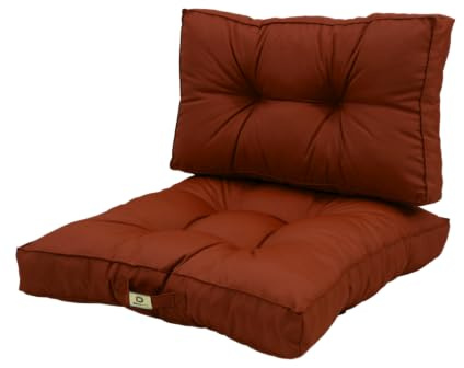 deco arts Coussins pour Salon de Jardin - Coussins extérieur - 50x50 cm - Coussin de Remplacement pour Fauteuil, Banc & Chaise d'extérieur - Imperméable, Confortable & capitonné - Terracotta