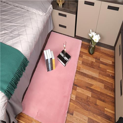 Guetto Hochflor Teppich wohnzimmerteppich Langflor - Teppiche für Wohnzimmer flauschig Shaggy Schlafzimmer Bettvorleger Carpet,Pink b,60x120 cm