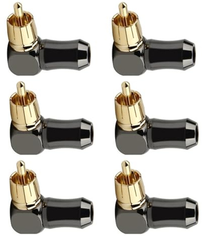 Cosmin 6Pcs RCA Connector Audio Plug Male 90 Degree Right Angle Elbow Speaker Terminal Conector for Soldering Video Cable Spare Parts Accessories