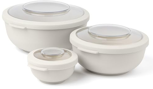 Amuse Tylla Schüssel Set 3 Stück 200ml, 1000ml, 2000ml I luftdichte Frischhaltedosen mit Deckel für Meal Prep & Snacks I BPA-freie Vorratsdosen für Kinder und Erwachsene I spülmaschinengeeignet I Oat