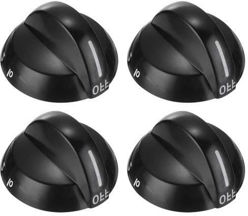 sourcing map Lot de 4 boutons de rechange 316220009 pour boutons de cuisinière à gaz, 0,6 x 0,5 cm, noir, pour cuisinière à gaz, cuisinière 1379610 AP4322122 PS199153