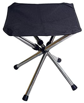Tragbarer, faltbarer Edelstahlhocker mit verstellbarer Höhe und Sitz aus Oxford-Stoff, ideal für Camping, Angeln und Outdoor-Aktivitäten