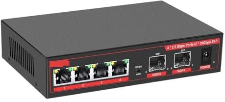 Switch di rete Switch 2.5 Gigabit 4 Porte 2.5G VLAN +2 Porte 10G SFP Ethernet Switch Di Rete Hub LAN Non Stito For AP Wireless/Wifi 6/VDI Funzionalità di rete potenti