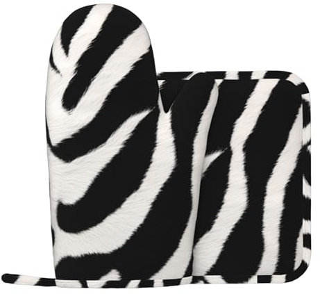 Zebra Animal Oven Mitts and Pot Holders Sets of 2 Heat Resistant Silicone Oven Gloves Hot Pad Non-Slip Long Oven Mitts Potholders Extra Thicken Kitchen Mittens for Cooking