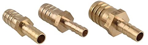 Schlauchverbinder,. 3 Stück Messing 2-Wege-Reduzierstück, gerader Schlauchtülle, Widerhaken, Rohrverschraubung, Reduzierstück, Verbindungsstück-Adapter for Luft, Kraftstoff, Gas, Wasser(4mm 10mm Barb)