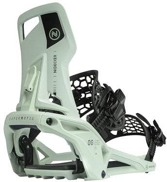 Nidecker OG Supermatic - Fijaciones para tabla de snowboard, sistema de apertura automática con respaldo alto reclinable, talla M, color menta