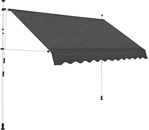 Myheimly Markise, Klemmmarkise Einziehbar, Sonnenmarkise für Balkon Garten Terrasse, Balkonmarkise Einstellbare Höhe,Anthrazit,250 cm
