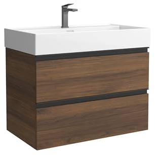 Mueble de Baño BEQUIA Metal 100cm Nogal | Lavabo Veneto Porcelana Centrado