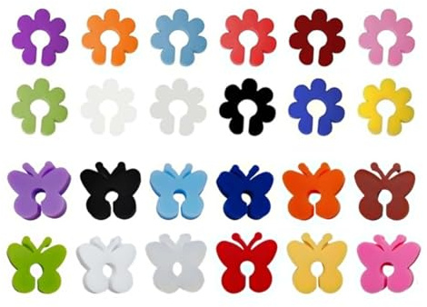 JYNVO 24 Pièces Marque Verres Colorés— Papillon, Fleurs, Marqueurs de Verre à Vin en Silicone Réutilisable, Identificateurs de Verre Coupe, pour Coupe en Verre Bouteilles à Cocktail au Champagne