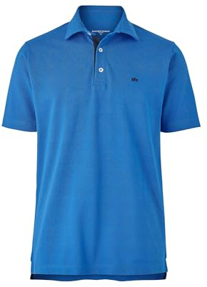 THE SAVILE ROW COMPANY LONDON Men's Classic Fit Cotton Pique Short Sleeve Polo Shirt - Cobalt Blue - 3XL