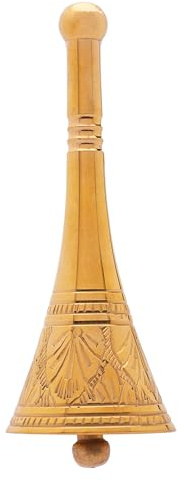 Decorative Puja Bell Solid Brass Pooja Ghanti, Small Hand held Service Bell,Loud Multipurpose Indian Traditional Diwali Decorations Festival Pooja Decor(Daimeter: 1.5 Inches, H: 4 Inches)(Golden)