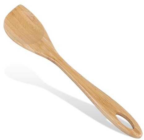 Wooden Corner Spoon & Scraper, 11.8 Inch Corner Spoon with Long Handle Heat Resistant Big Stirring Corners Spoons Large Bamboo Spoons for Cooking Stirring Scraping Flipping Serving