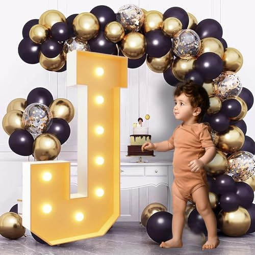 Lettres de chapiteau de 0,7 m de haut - Grandes lettres lumineuses - Décorations de fête prénatale - Mariage - Fiançailles - Décorations de fête - Toile de fond en carton J