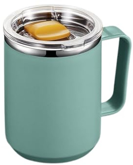 Taza de café aislada | Tazas de café de acero inoxidable de 450 ml | Taza de doble pared con asa | Taza aislada portátil de viaje para bebidas frías y calientes