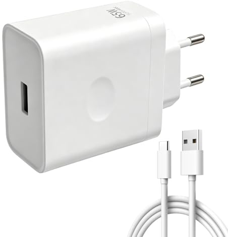 Cargador USB-C de 65W para OPPO Super-VOOC, Cargador con Cable USB-A a C para OPPO Find X7/X6/X5/X3/Reno 11/10/8/7/6 para OnePlus 11/10T Nord 2T/10 Pro para Realme GT/9 Pro