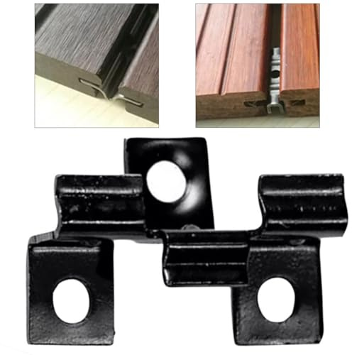 URPIZY Lot de 100 clips de terrasse composite en acier inoxydable - 7/8/9/10 mm de hauteur - Fixation invisible pour lames de terrasse - Noir