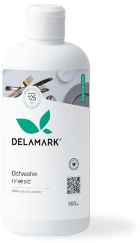 DELAMARK Diskmaskinssköljmedel, mousserande diskmedel och snabbtorkande, luktfri, biologiskt nedbrytbar formel 500 ml