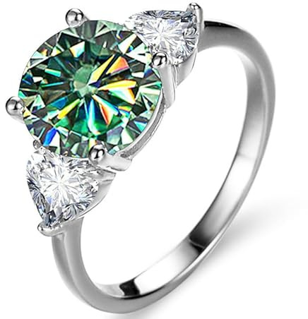 3ct D färg VVS1 Moissanite förlovningsring for kvinnor 925 sterling silver bröllopsring grön/blå/rosa diamantring med certifikat(Blue green,7)
