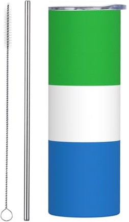 BLWSLC Taza de paja impresa con la bandera de Sierra Leona, taza de café de viaje, adecuada para oficina y viajes, 20 onzas