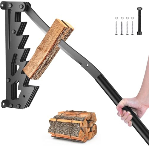 Meyoppm Wall Mounted Firewood Splitter with Locking Bolt, Metal Manual Fire Wood Kindling Splitter for Soft Wood, Portable Log Splitter for Indoor and Outdor Use