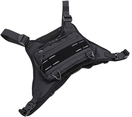 Sorandy Running Phone Holder Reflective Vest for Cycling Travel Hiking Sports Chest Bag Adjustable Straps for Workouts (Black)