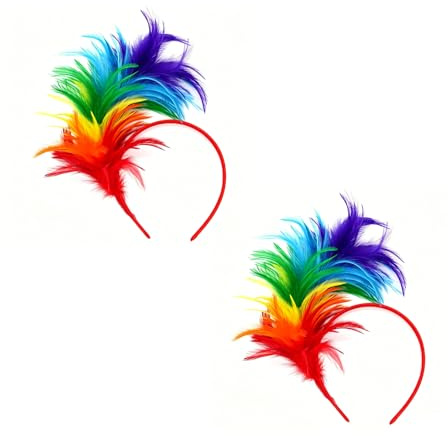 Fascinator Federn Bunt Damen Haarreif Kopfschmuck für Karneval Fasching | Regenbogen Papagei Accessoire, leichter Federschmuck, Festival Party Outfit, Farbenfrohe Federdeko für Mädchen