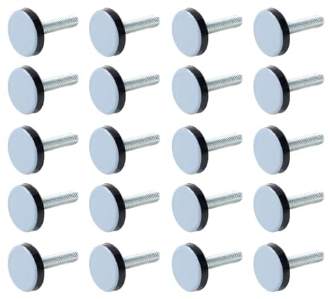 20 Stück Möbelgleiter Teflon M6 20mm, Verstellbare Stellfüße Gewinde Für Stühle Tische, PTFE Bodengleiter Schrauben, Stuhlgleiter Höhenverstellbar, Nivellierfüße Bodenschutz Parkett Fliesen