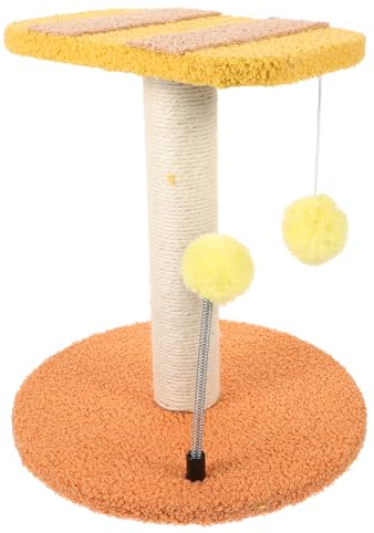 Amosfun Bee-Shaped Cat Scratching Post with Sisal Vertical Kitten Climber and Indoor Cat Tree Small Decorative Tower for Household