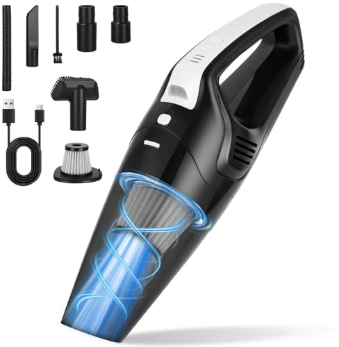 Gyxova Aspirapolvere Auto Ricaricabile,Aspirabriciole Senza Fili | Portatile Aspirabriciole Senza Fili e Illuminazione con LED Aspirapolvere per Auto, Casa, Ufficio e Spazi Stretti